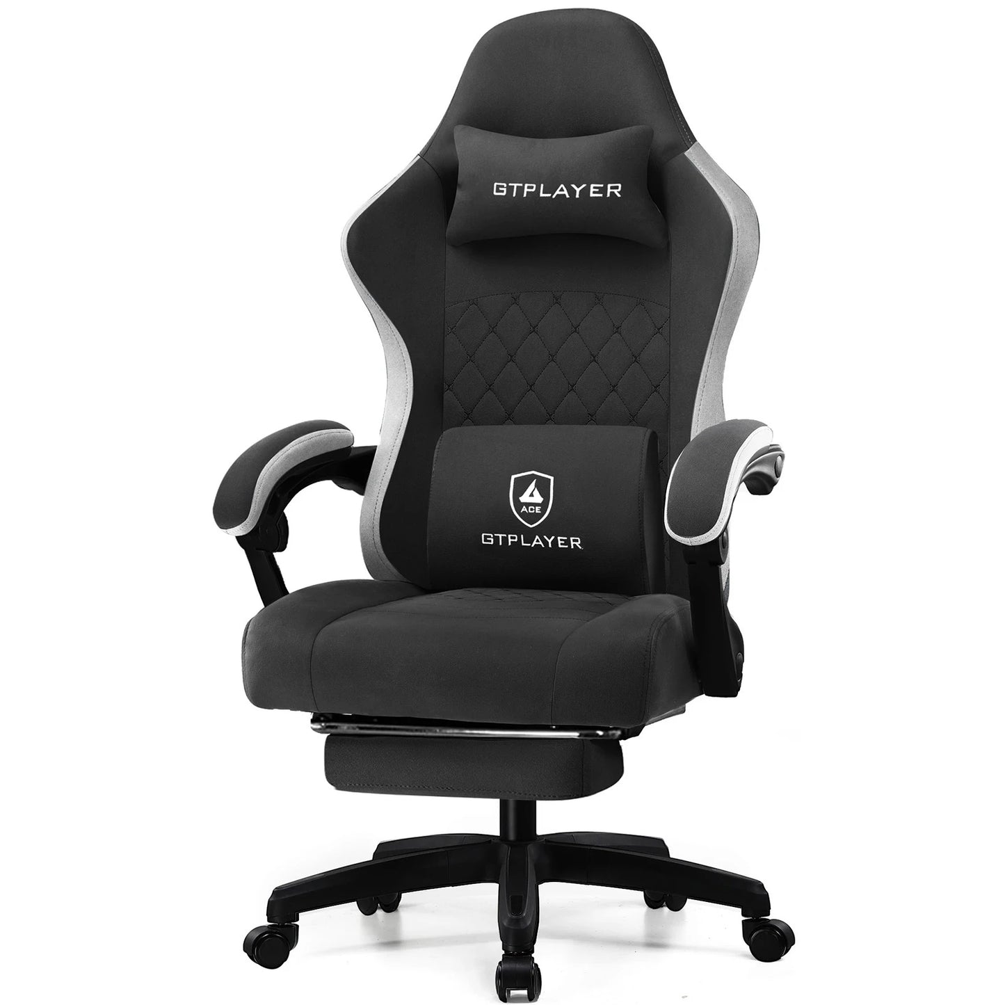 GTPLAYER Gaming Chair with Pocket Spring Cushion, Linkage Armrests & Footrest, Ergonomic Office Chair with Lumbar Support