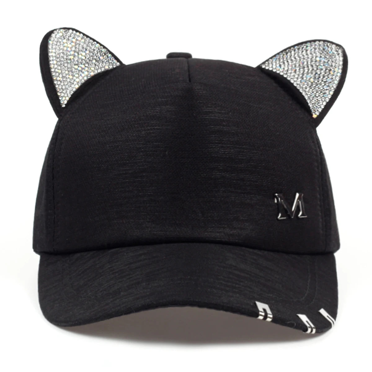 1piece Unisex Cat Ears Hot Drills Baseball Cap Outdoor Adjustable Sunscreen Leisure Hat Spring Autumn Travel Tourism Vacation