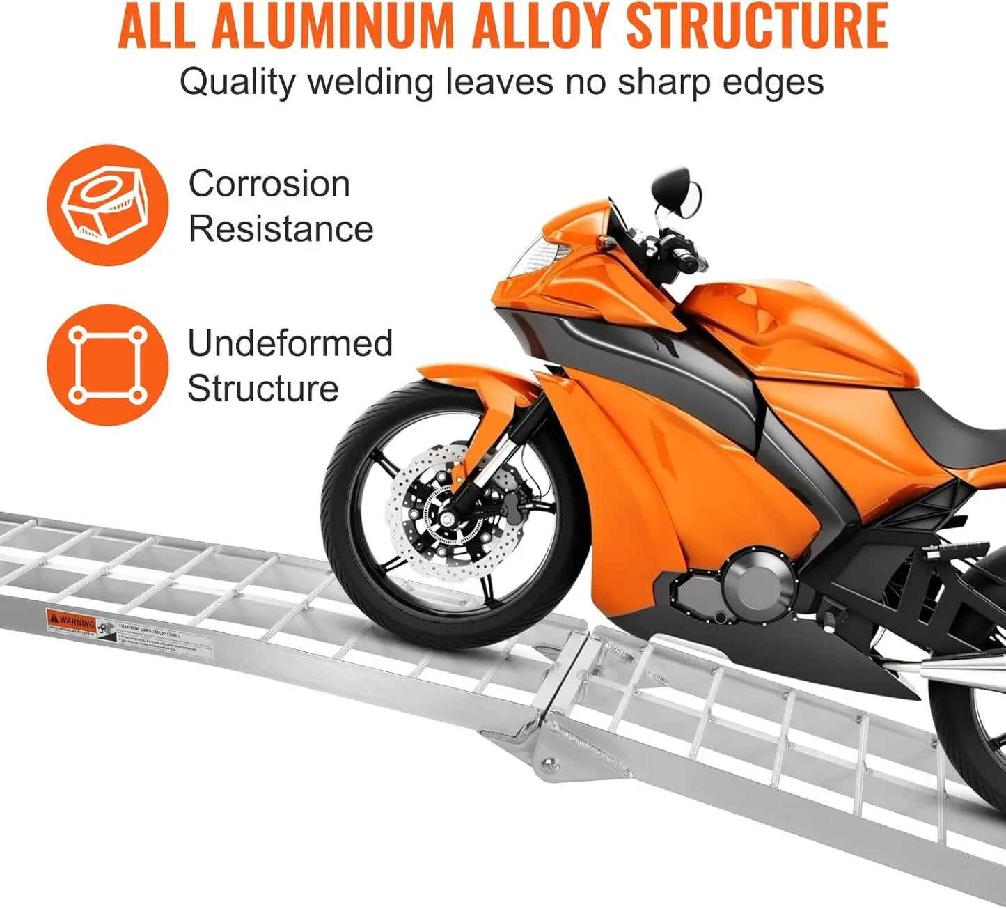 Motorcycle Ramps, 750lbs Folding Loading Ramps for Pickup Trucks Bed, Trailers Ramp with Load Straps for Motorcycle, Dirt Bike