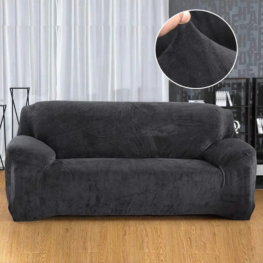 Thick Plush Sofa Covers Velvet Couch Cover Case for Living Room Soft Keep Warm Furniture Protector with 1Pc Free Pillowcase