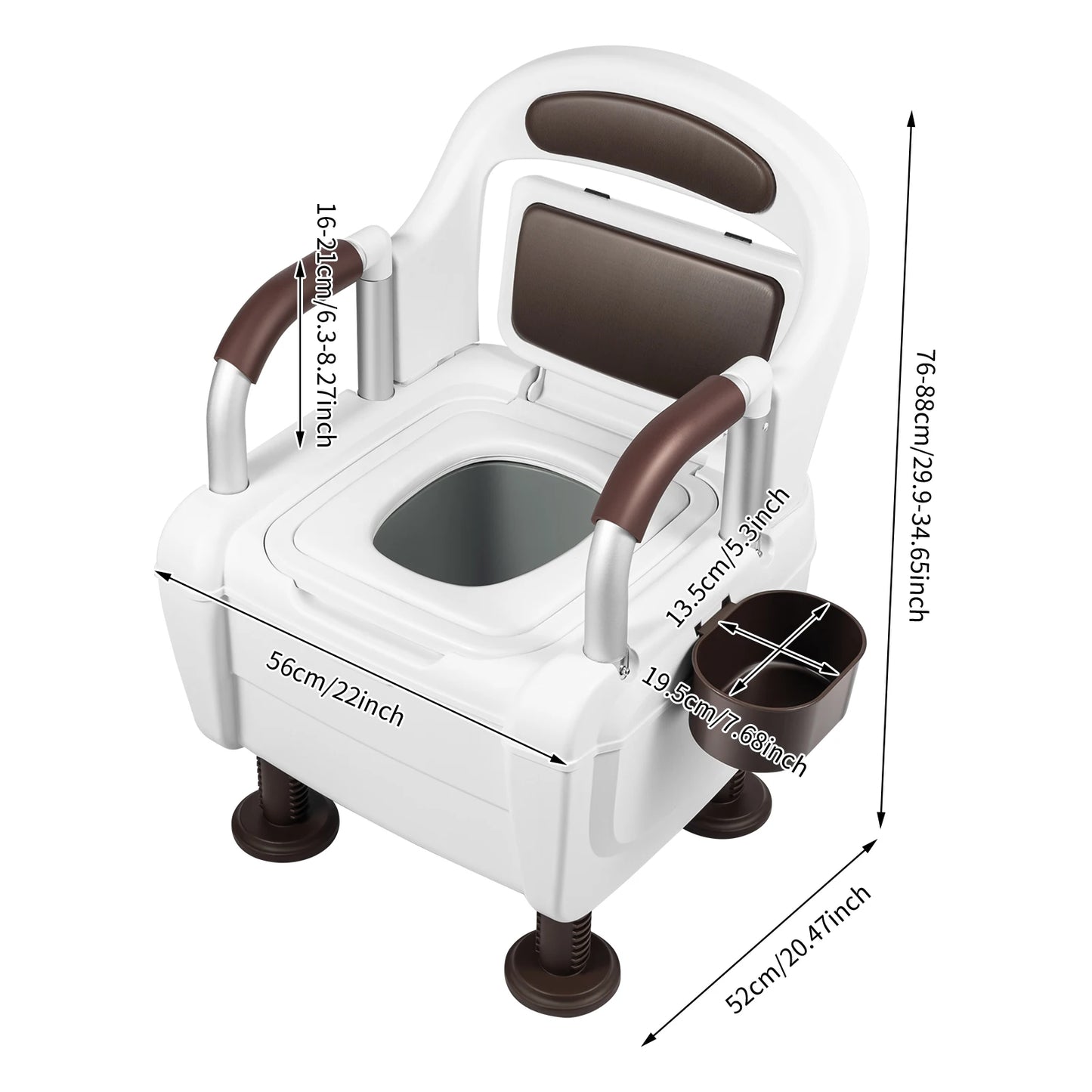 150kg Load Capacity Potty Chair for Adult with Adjustable Height Bedside Commode Toilet for The Elderly, Pregnant Women
