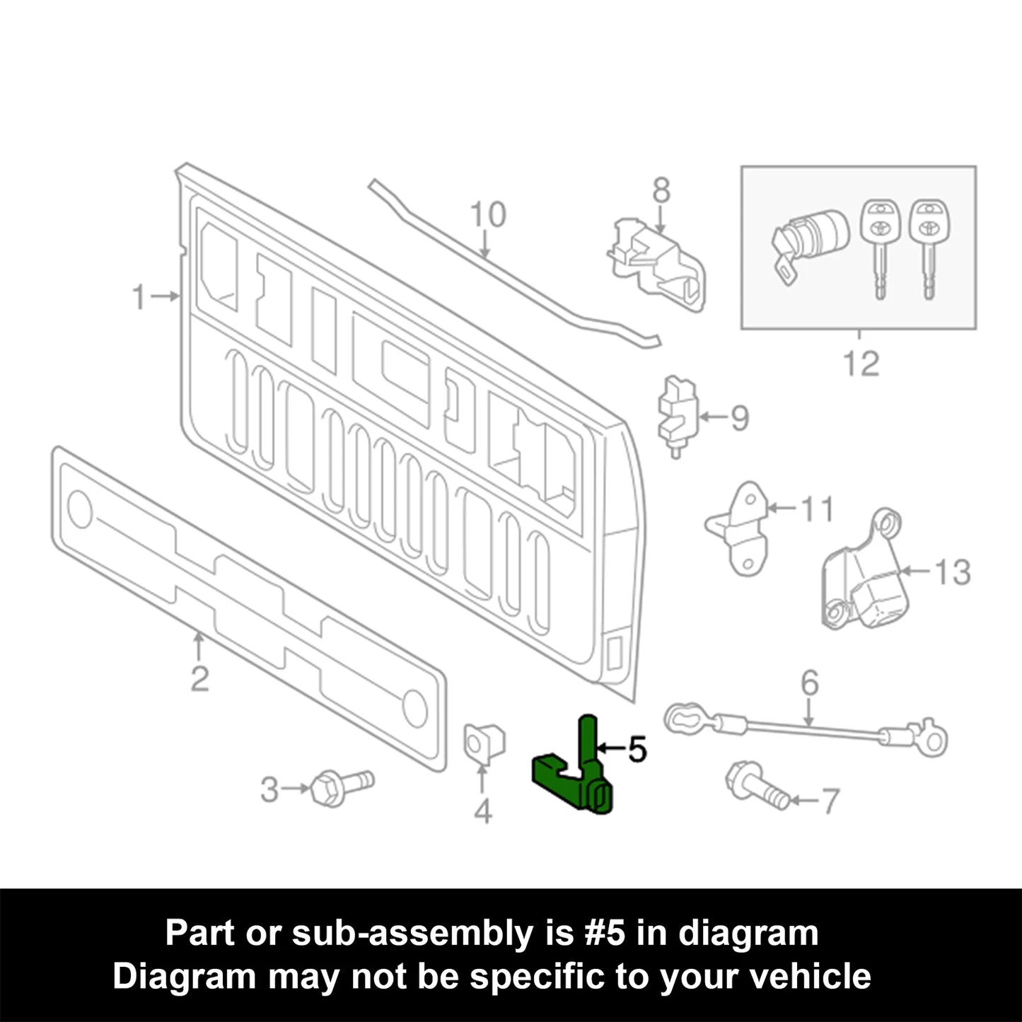 Tailgate Right Inner Hinge Pivot Plastic Bushing Insert For Toyota Tundra 07-Up 66110-0C020