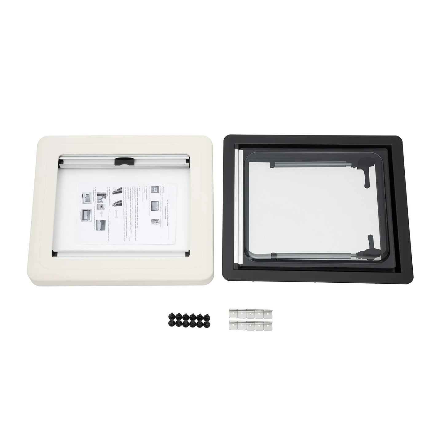 450x500MM Push-Out RV Ventilation Window Caravan Camper Extrapolated Ventilation Window with Integrated Sunshade, 70° Adjustable