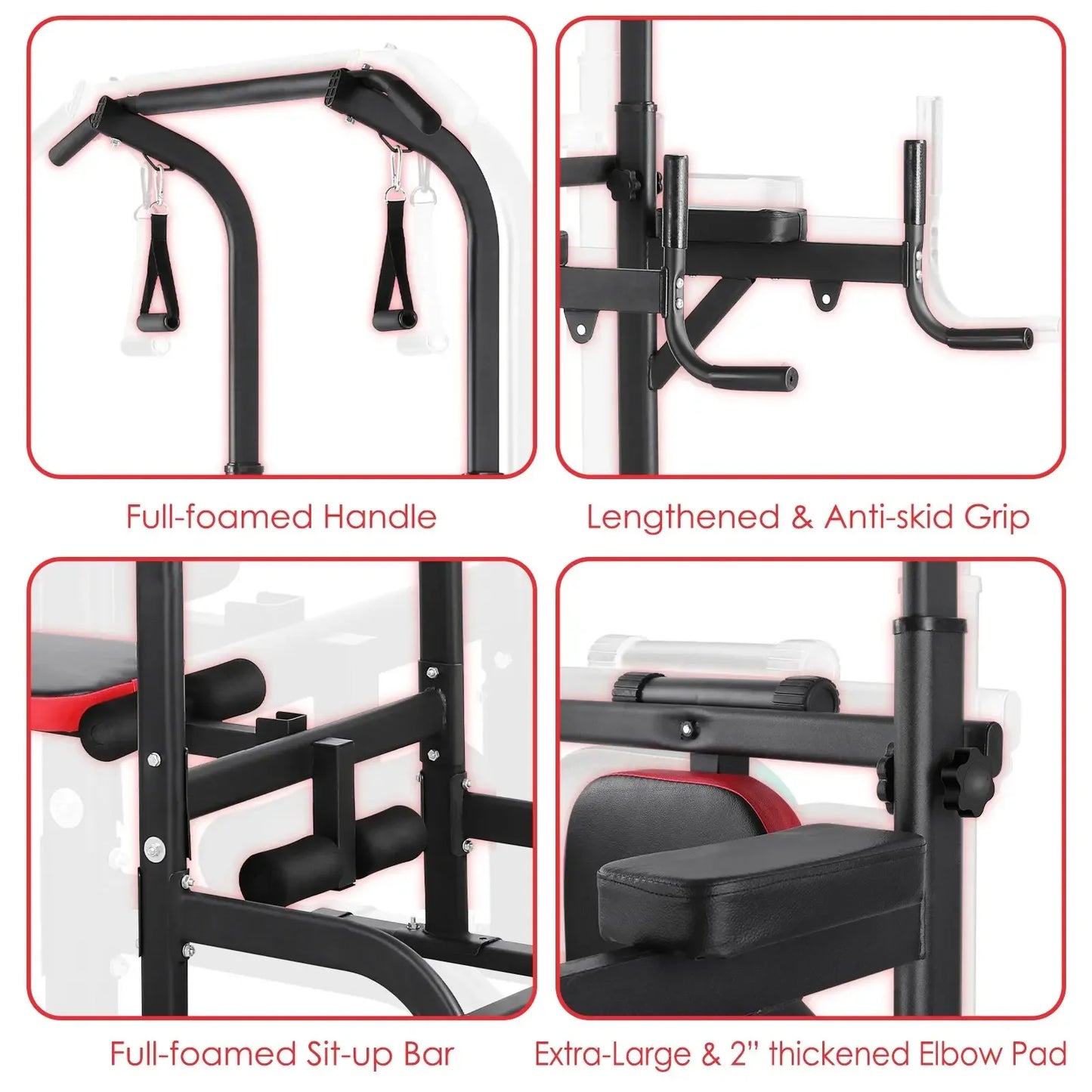 Functional Fitness Gym Style Training Power Tower & Adjustable Workout Bench System Foldable for Pull Ups and Dips, Load 200 kg