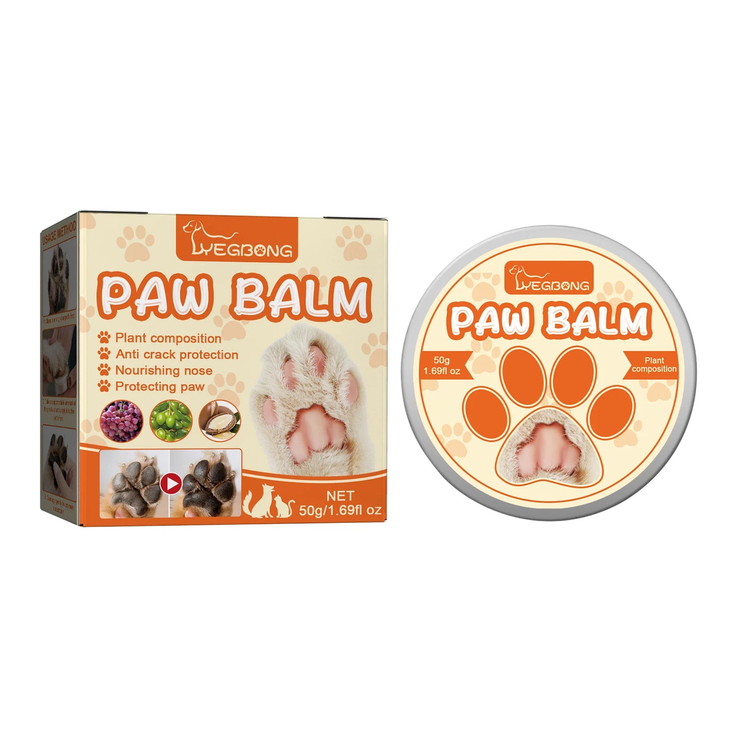 YEGBONG Pet Moisturizing And Paw Protection Cream, General Moisturizing Foot Sole Meat Pad Cracked Care Cream For Cats And Dogs