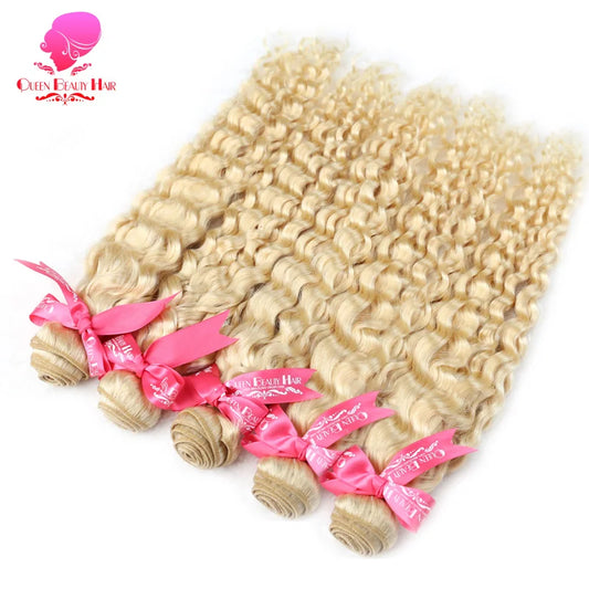 Wholesale Bundles Deals  24 26 28 30 Inch Brazilian 613 Deep Wave Bundles Remy Human Hair Weaving Blonde Deepwave Curly Bundles