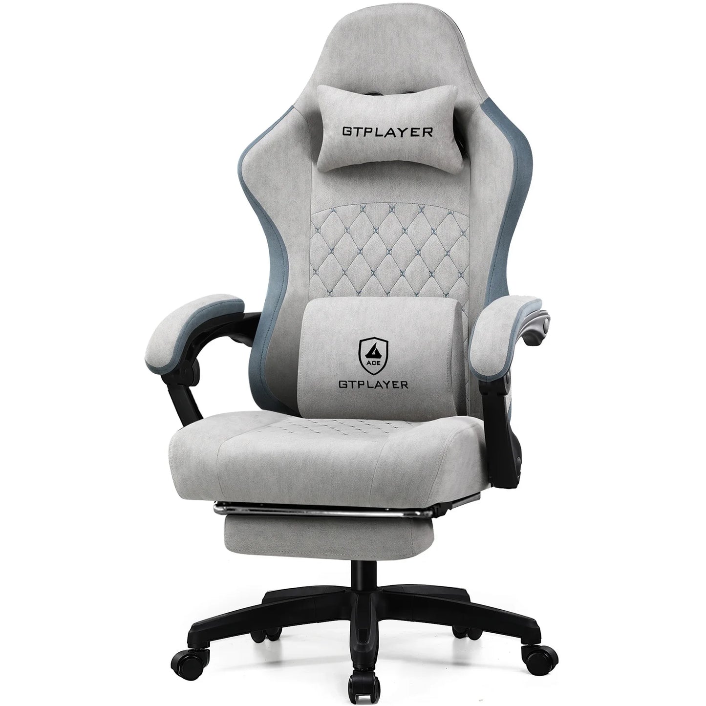 GTPLAYER Gaming Chair with Pocket Spring Cushion, Linkage Armrests & Footrest, Ergonomic Office Chair with Lumbar Support