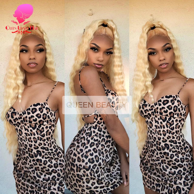 Wholesale Bundles Deals  24 26 28 30 Inch Brazilian 613 Deep Wave Bundles Remy Human Hair Weaving Blonde Deepwave Curly Bundles