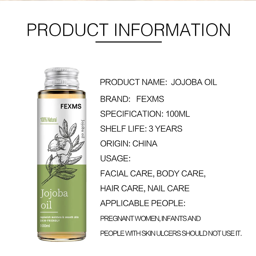 100% Pure Jojoba Oil Pure Cold Pressed Natural Unrefined Moisturizer for Skin Hair Body and Nails