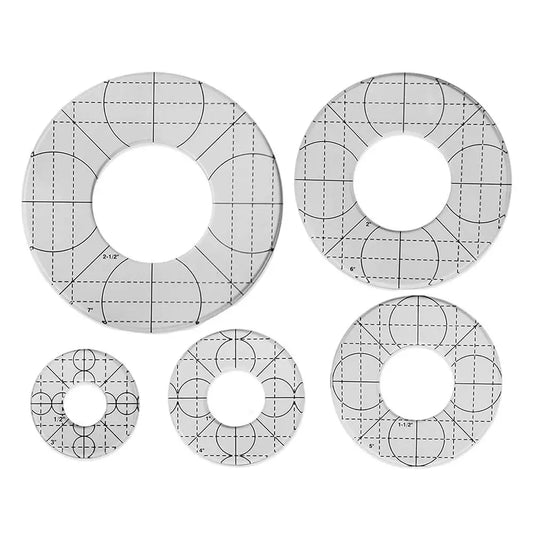 5PCS Sewing Circle Template Perfect Round Template Quilted Template Quilting Frames Non-Slip Sewing Rulers Easy To Hold 3-7 Inch