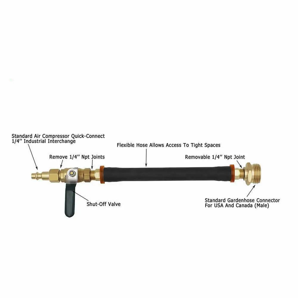 RV Winterizing Blow Out Adapter W Shut-Off Valve 3/4"-11 NH Thread & 1/4" Quick-connect for Motorhome Boat Camper Travel Trailer