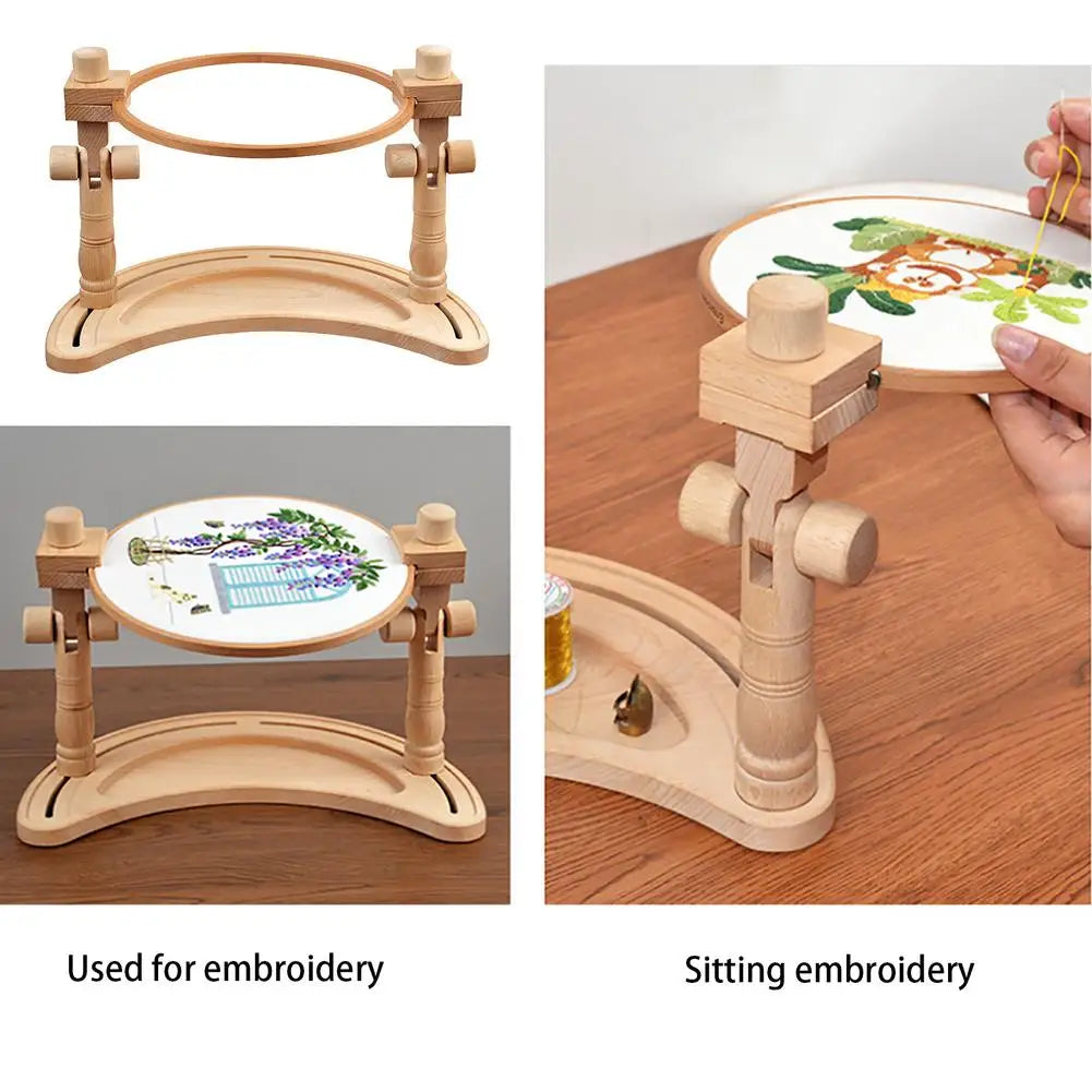 Adjustable Desktop Embroidery Frame Wooden Cross Stitch Craft Sewing Tools Bracket Frame Hoop Handicrafts Sewing Craft