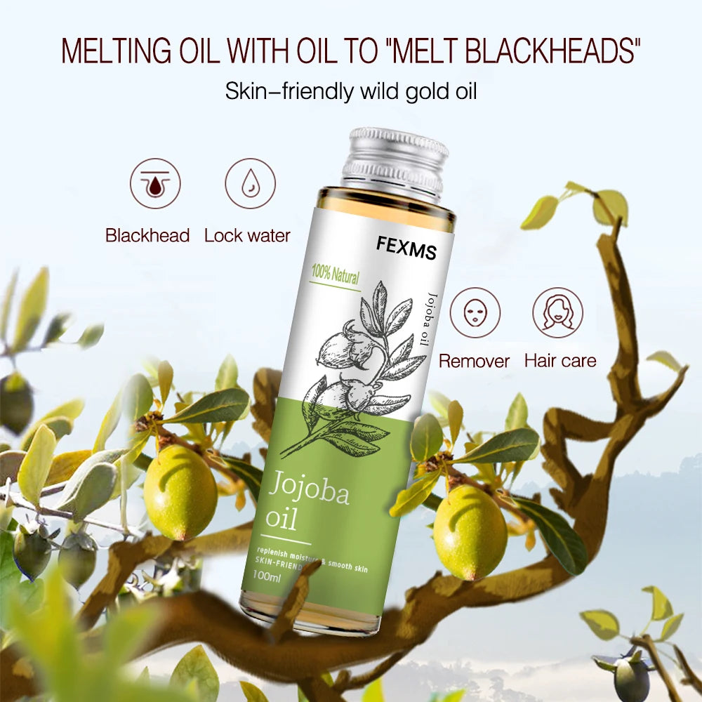 100% Pure Jojoba Oil Pure Cold Pressed Natural Unrefined Moisturizer for Skin Hair Body and Nails