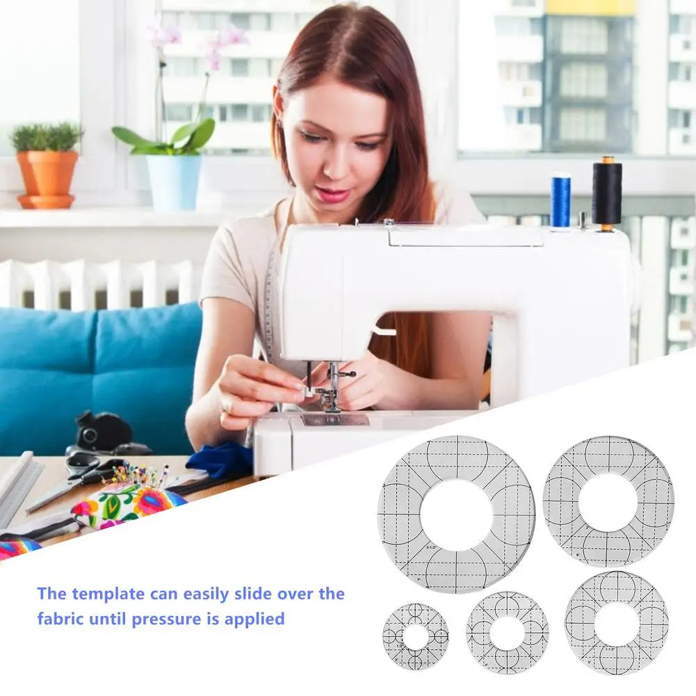 5PCS Sewing Circle Template Perfect Round Template Quilted Template Quilting Frames Non-Slip Sewing Rulers Easy To Hold 3-7 Inch