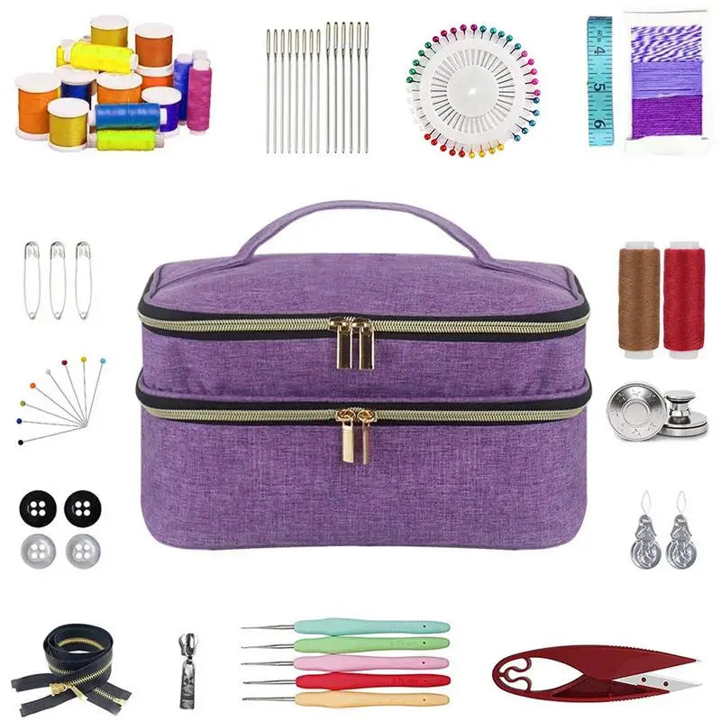 Sewing storage bag With Double-Layer Yarn Knitting Tote Bag Handbag craft storage sewing Basket Organizer For Sewing