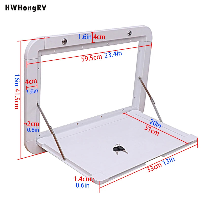Foldable Aluminum Wall Mounted Picnic Table 31.5" x 17.7", Lockable Design for RV, Trailer, Camper, RV and Other Outdoor Uses.
