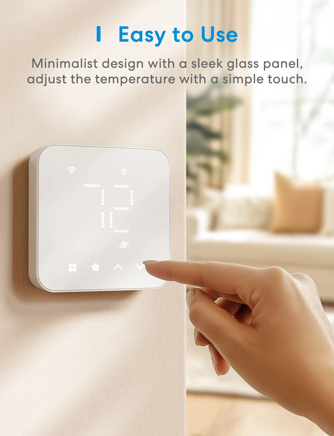 Meross Matter Smart US Wi-Fi Thermostat Compatible with 95% heating and cooling systems Work with Alexa Homekit
