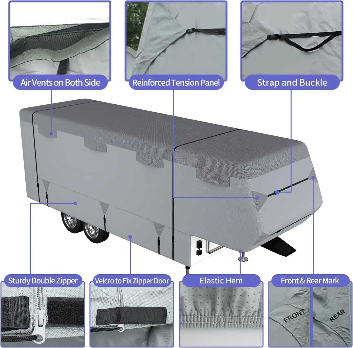 Umbrauto 5th Wheel RV Cover Upgraded 7 Layers Top Anti-UV Waterproof Breathable Camper Covers  Travel Trailer Moto