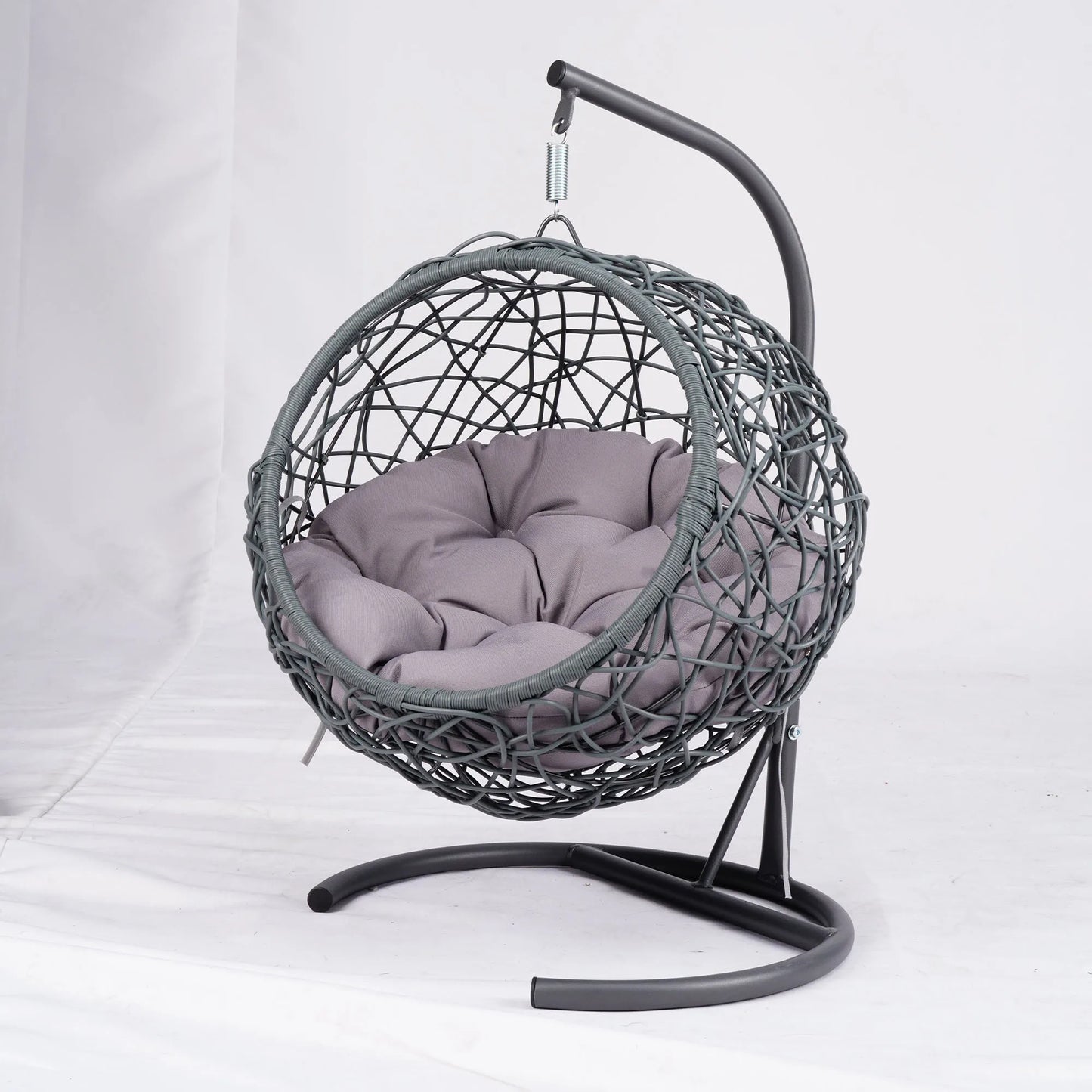 Cat Swing Bed with Stand & Cushion, Cat Egg Chair with Rattan Wicker Appearance, Indoor Hanging Swinging Cat Bed for Cats, Small