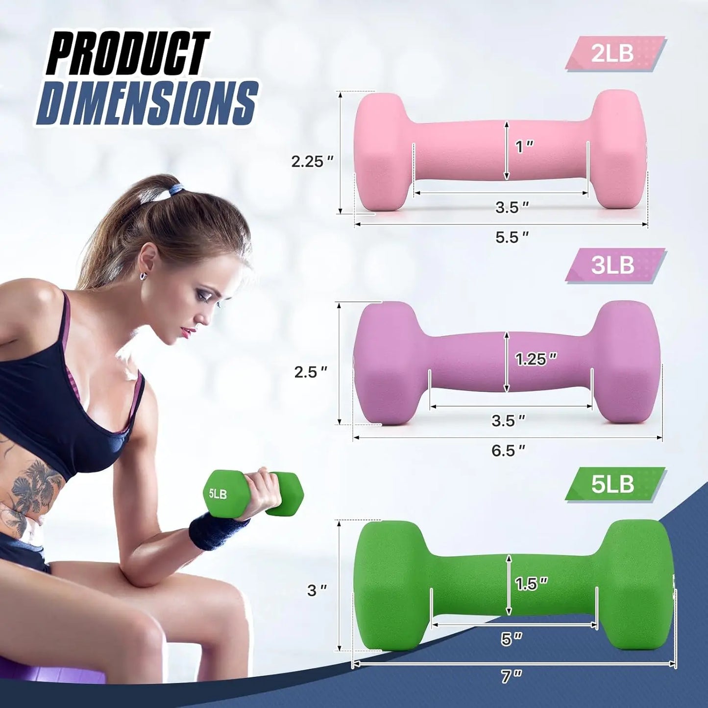 Dumbbell Set Anti SlipCoated Hexagon Hand Weights for Home Gym Equipment Workouts Strength Training