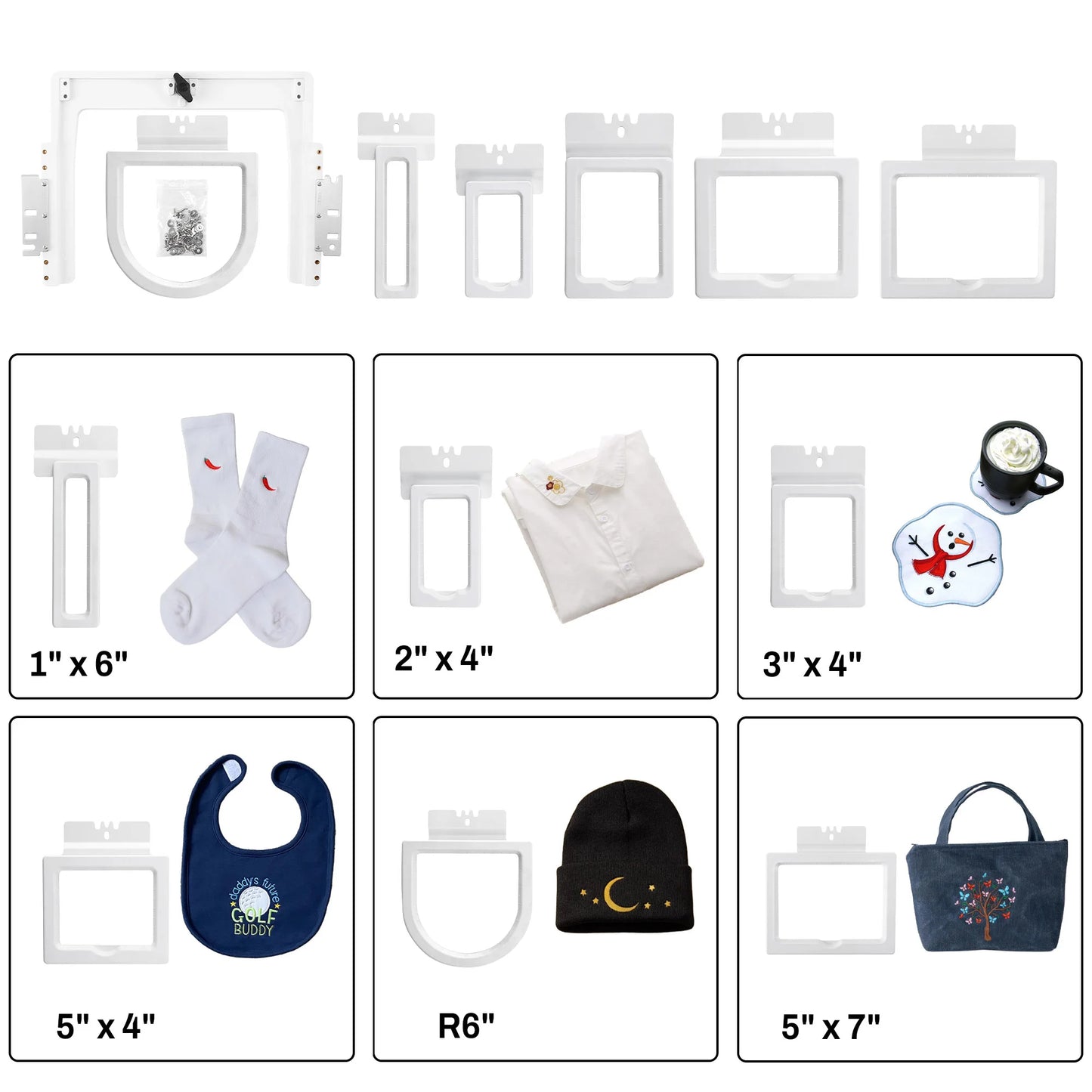 6in1 Magnetic Mighty Hoops for Brother Persona PRS100 VR Embroidery Machine