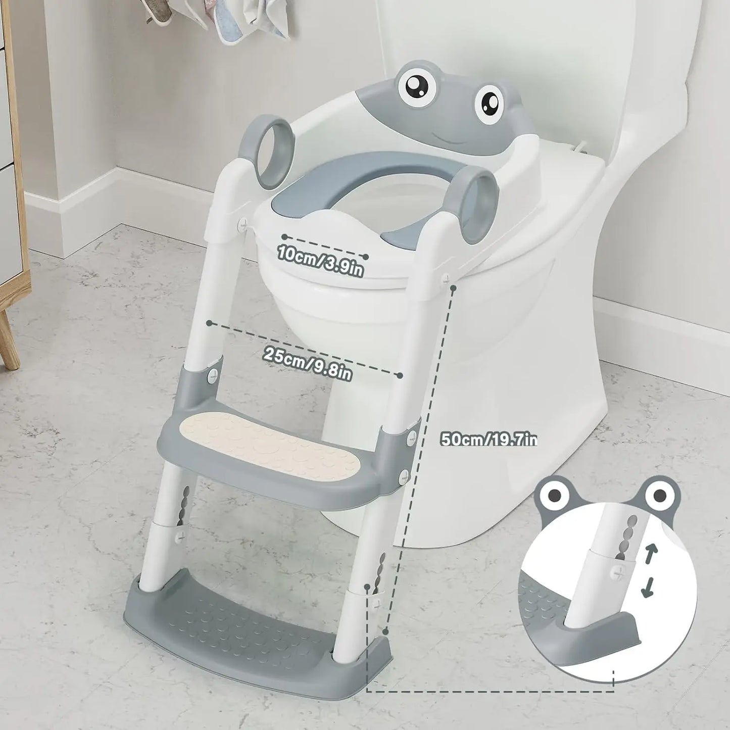 Potty Training Seat with Adjustable Height Step Stool Ladder Anti-Slip Pads for Safety Toddler Toilet Trainer for Girls Boys