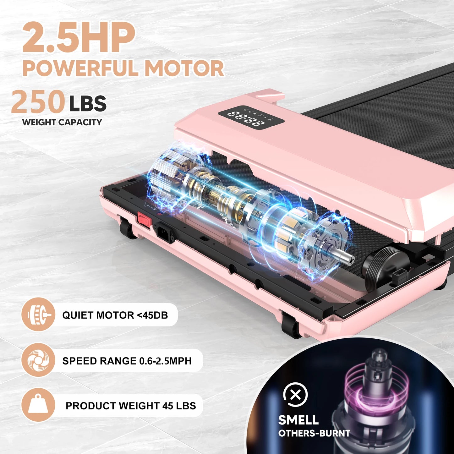 2in1 Run-Walking Pad Small Treadmill for Home&Office Under Desk Treadmill with LED Display 45db Quiet Portable Mini Treadmill