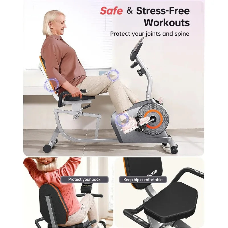 YOSUDA Recumbent Exercise Bike for Adults Seniors with Quick Adjust Seat, 350LB Capacity & 16-level Resistance