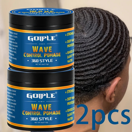 360 Wave Pomade Set Strong Hold Training Hair Cream Styling Pomade for Waves Frizz Control Sport Wavy Gel for African Black Men