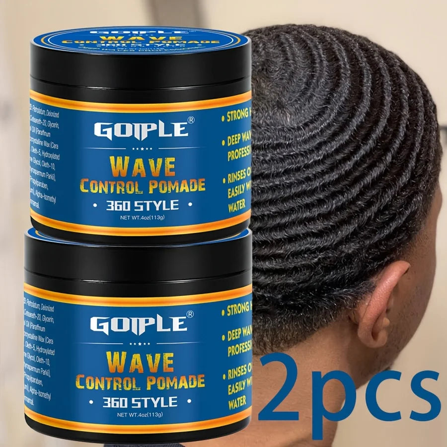 360 Wave Pomade Set Strong Hold Training Hair Cream Styling Pomade for Waves Frizz Control Sport Wavy Gel for African Black Men
