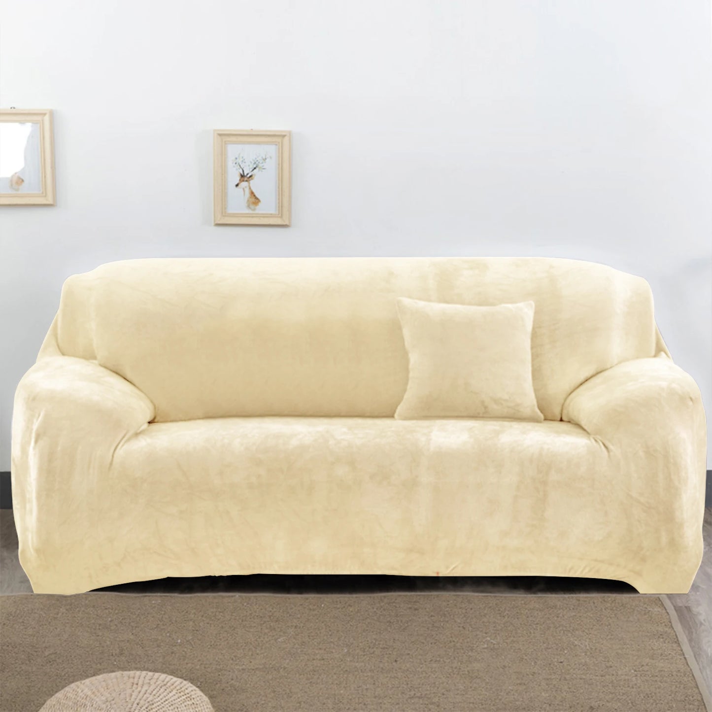 Thick Plush Sofa Covers Velvet Couch Cover Case for Living Room Soft Keep Warm Furniture Protector with 1Pc Free Pillowcase