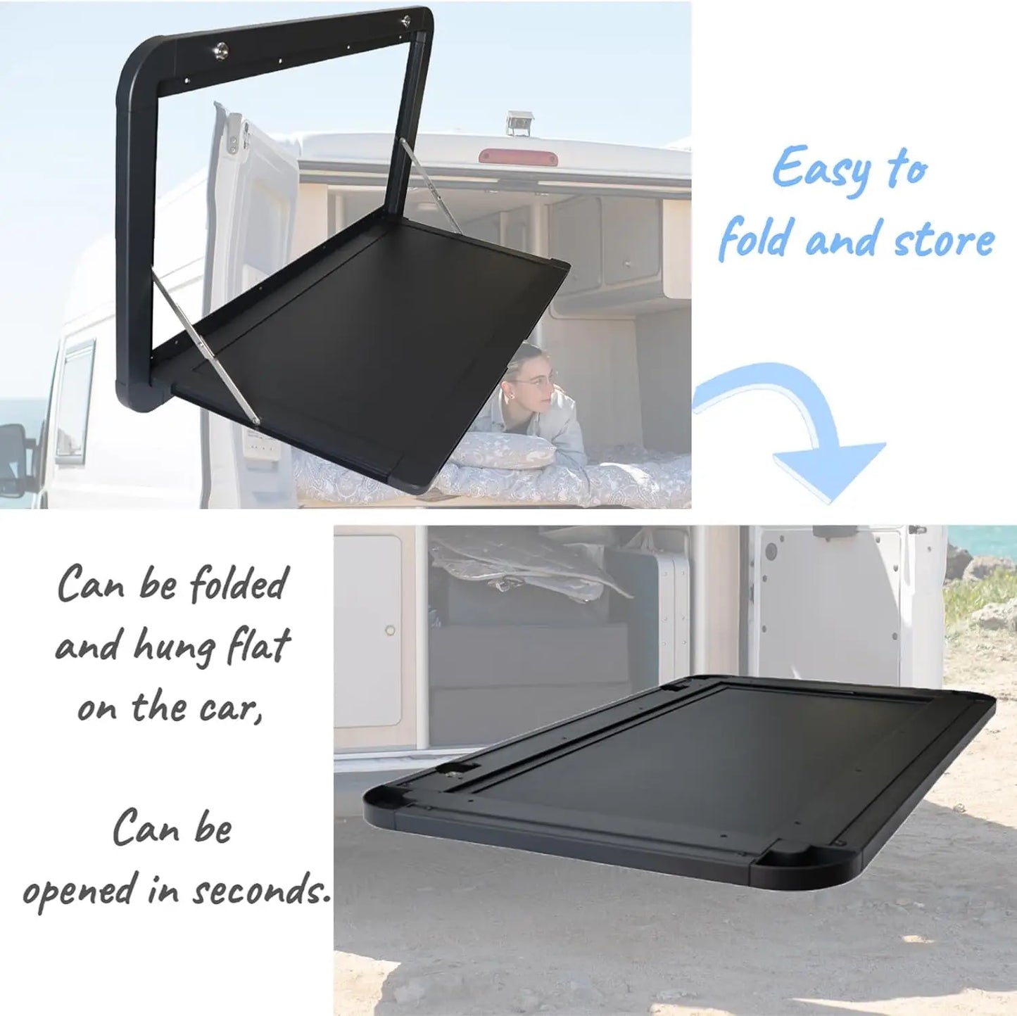 Foldable Aluminum Wall Mounted Picnic Table 31.5" x 17.7", Lockable Design for RV, Trailer, Camper, RV and Other Outdoor Uses.