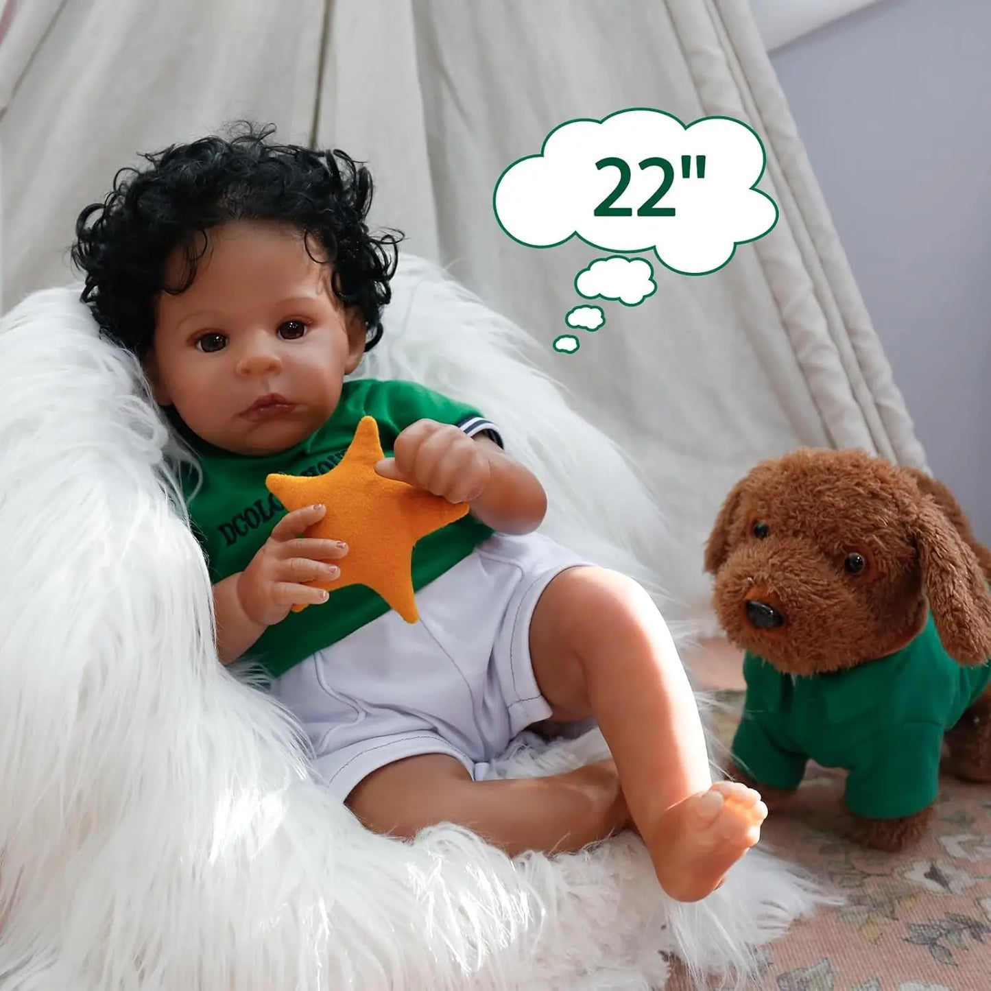 Realistic Reborn Baby Dolls Black Boy - 22 Inch African American Newborn Boy Doll, Lifelike Weighted Soft Body, Christmas Birthd
