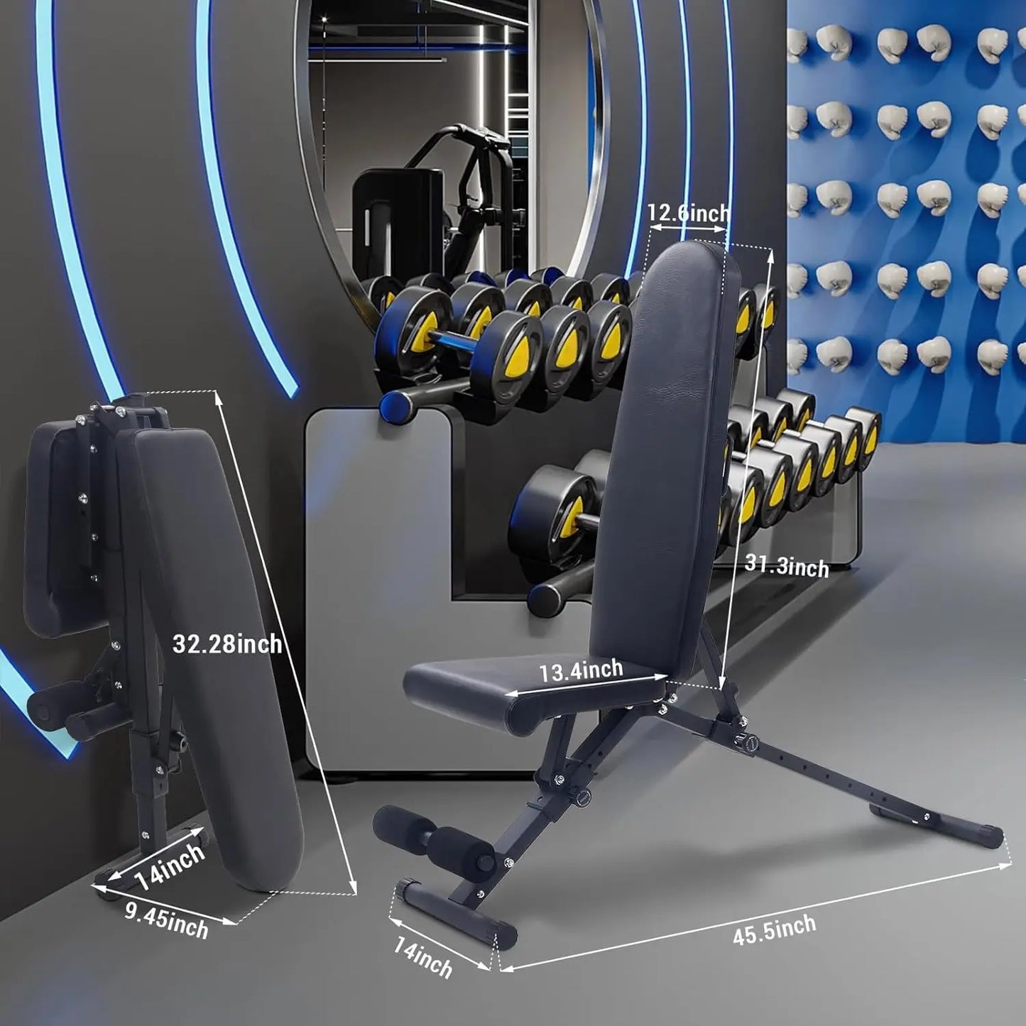 800lbs Capacity Adjustable Weight Bench 4X Stability Multi-Angle Fitness Bench for Strength Training Home Gym Full Body Workouts