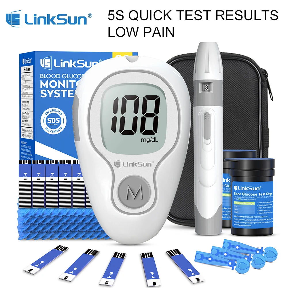 Blood Glucose Meter LinkSun G-425-3 Glucometer 50/100pcs Diabetes Tester Blood Sugar Monitor Digital Glucosemeter Complete Kit
