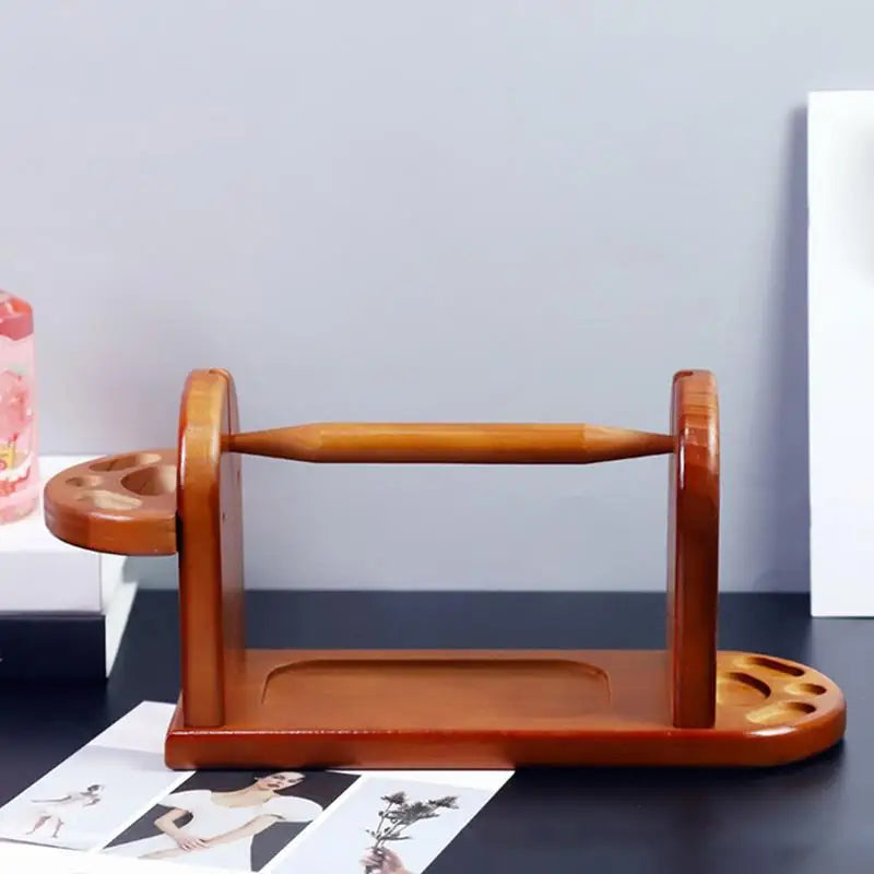 Wooden Yarn Holder for Knitting Crochet Yarn Rack Stand with Slot Stable Yarn Ball Dispenser Horizontal Yarn Spinner for Crochet