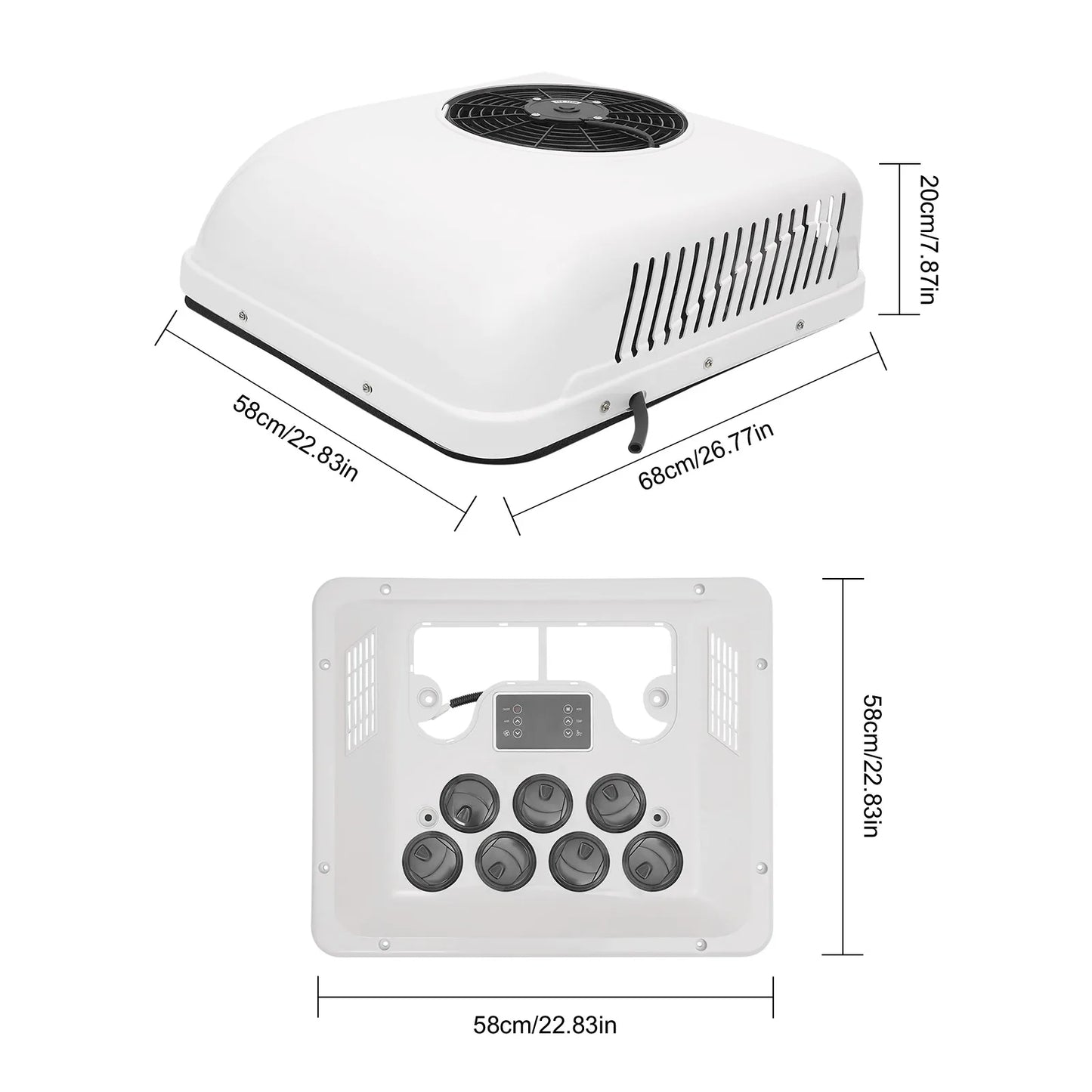 RV Heating and Cooling Integrated Top Air Conditioning 12V 750W White Air Conditioner Electric Rooftop AC Unit Fit Motorhome