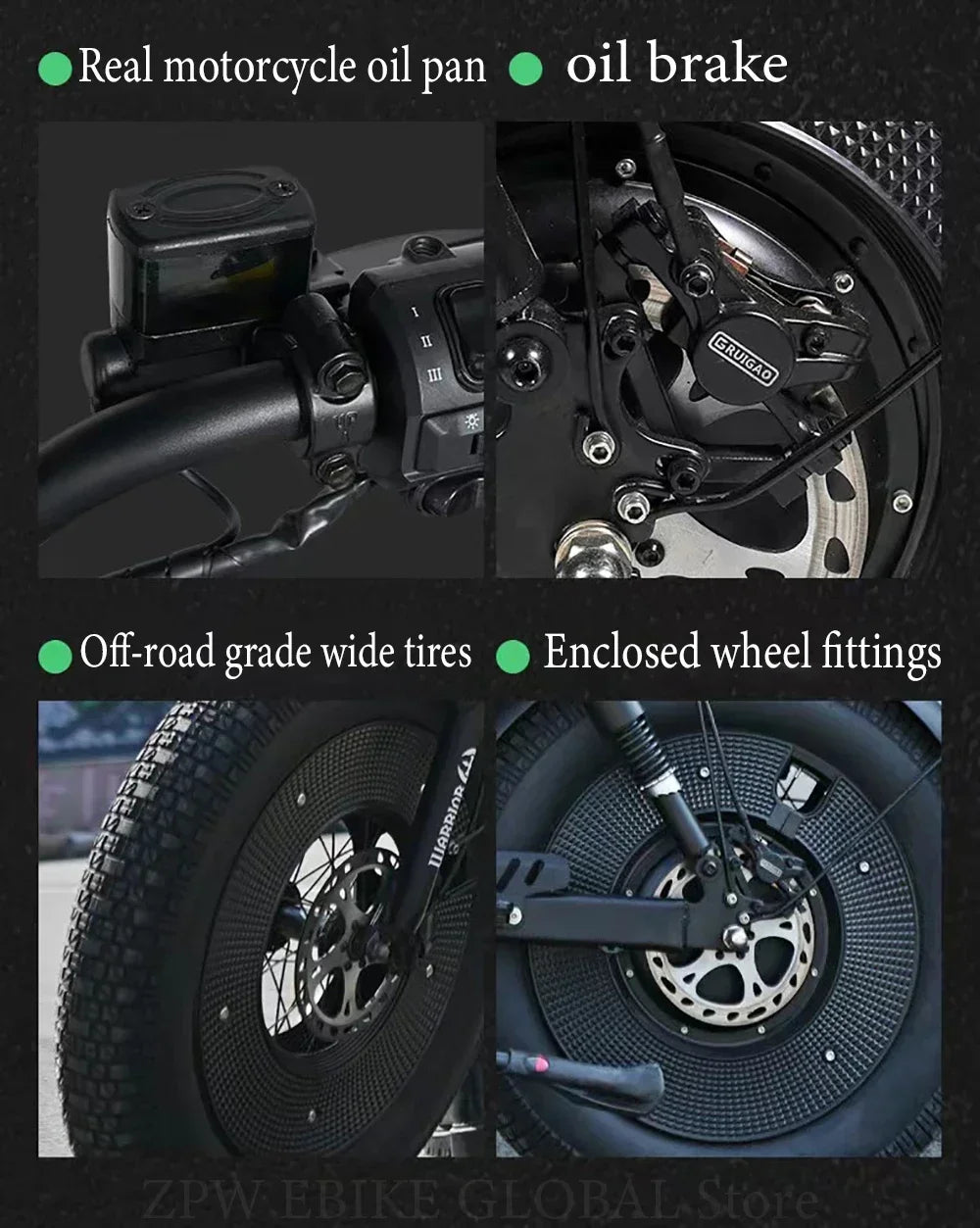 Black Warrior 1500W Motorbikes 48V60AH Electric Bicycle Adult Road Hydraulic brake Ebike 20inch Off-road Fat Tyre Electric Bike