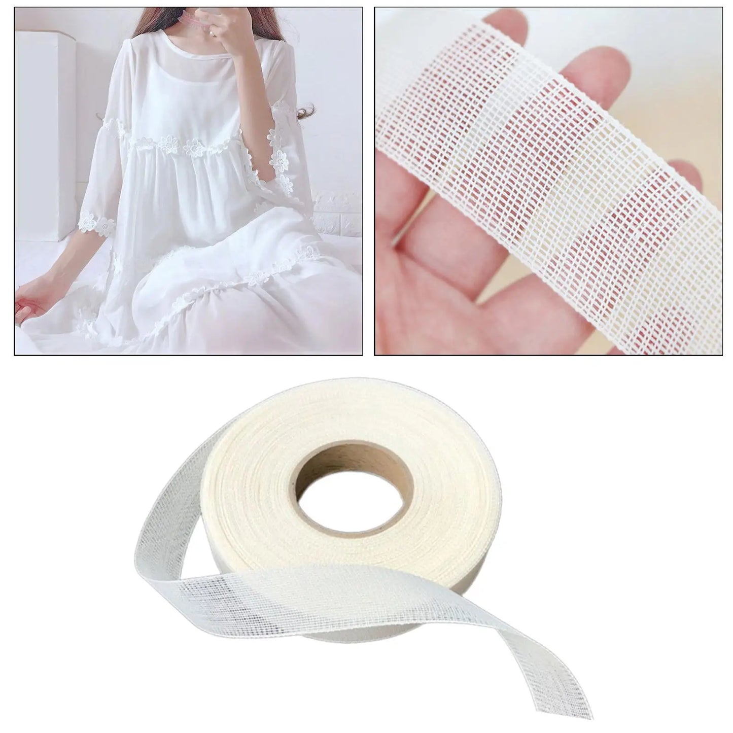 Stitched Hem Fusing Sewing Crafts Costume Accessories Hemming for Women Dress Wedding Chiffon 1.4inch wide