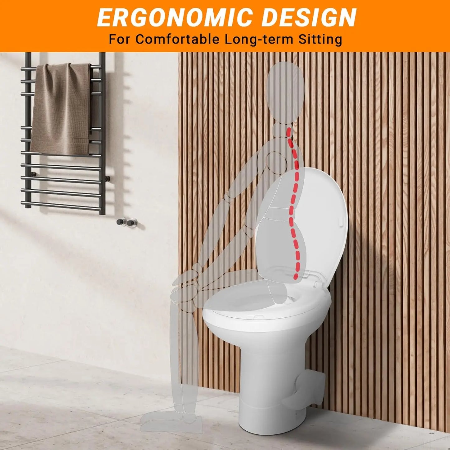 RV Toilet, Gravity Flush Toilet with Foot Pedal Flush,Standard Height Gravity Camper Toilet For RVs,Trailers,and Outdoor Campers