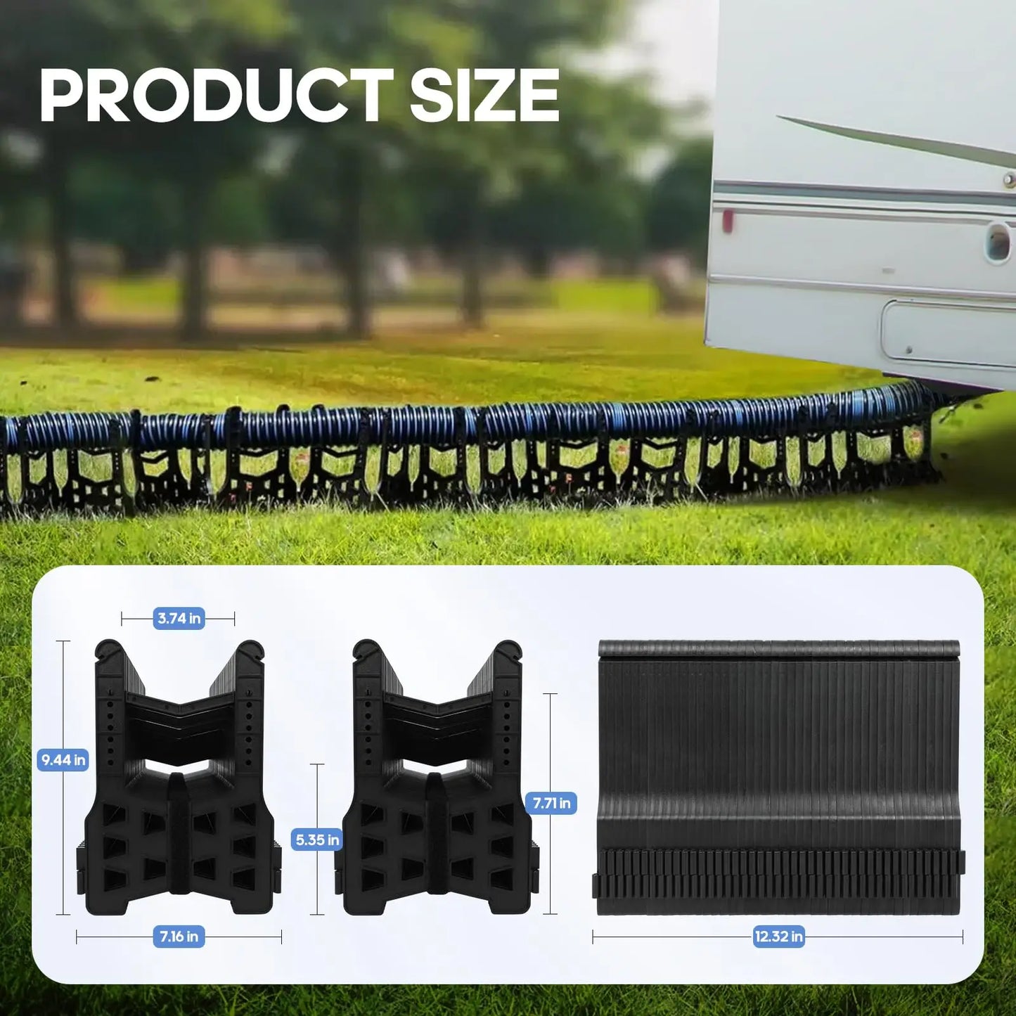 RV Sewer Hose Support, RV Septic Hose Support, Camper Sewer Hose Support, Black Height Adjustable Sewer Hose Holder, with