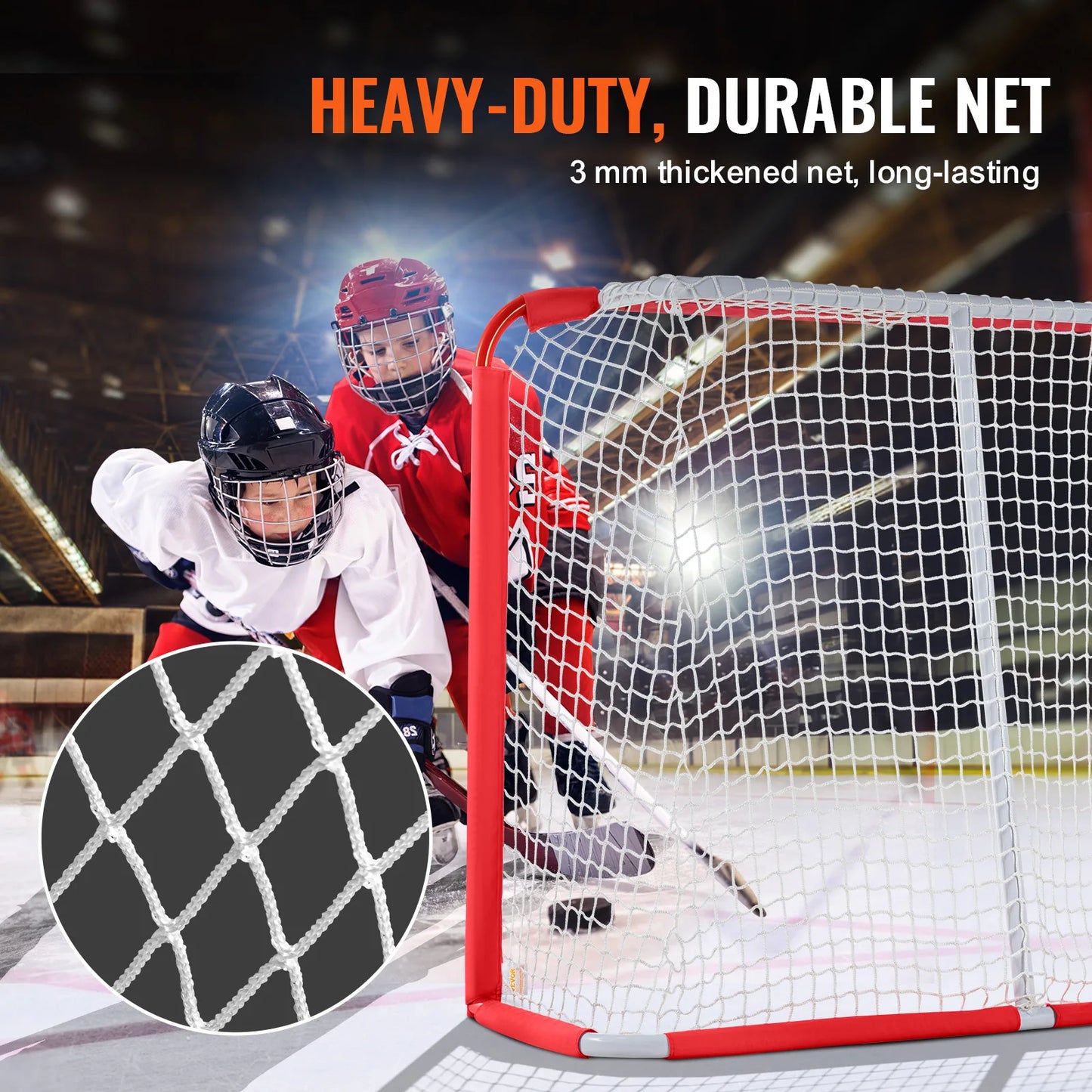 VEVOR Youth Street Hockey Net Steel Hockey Goal Portable Lightweight Youth Street + Roller for Kids Hockey Training Goal Set