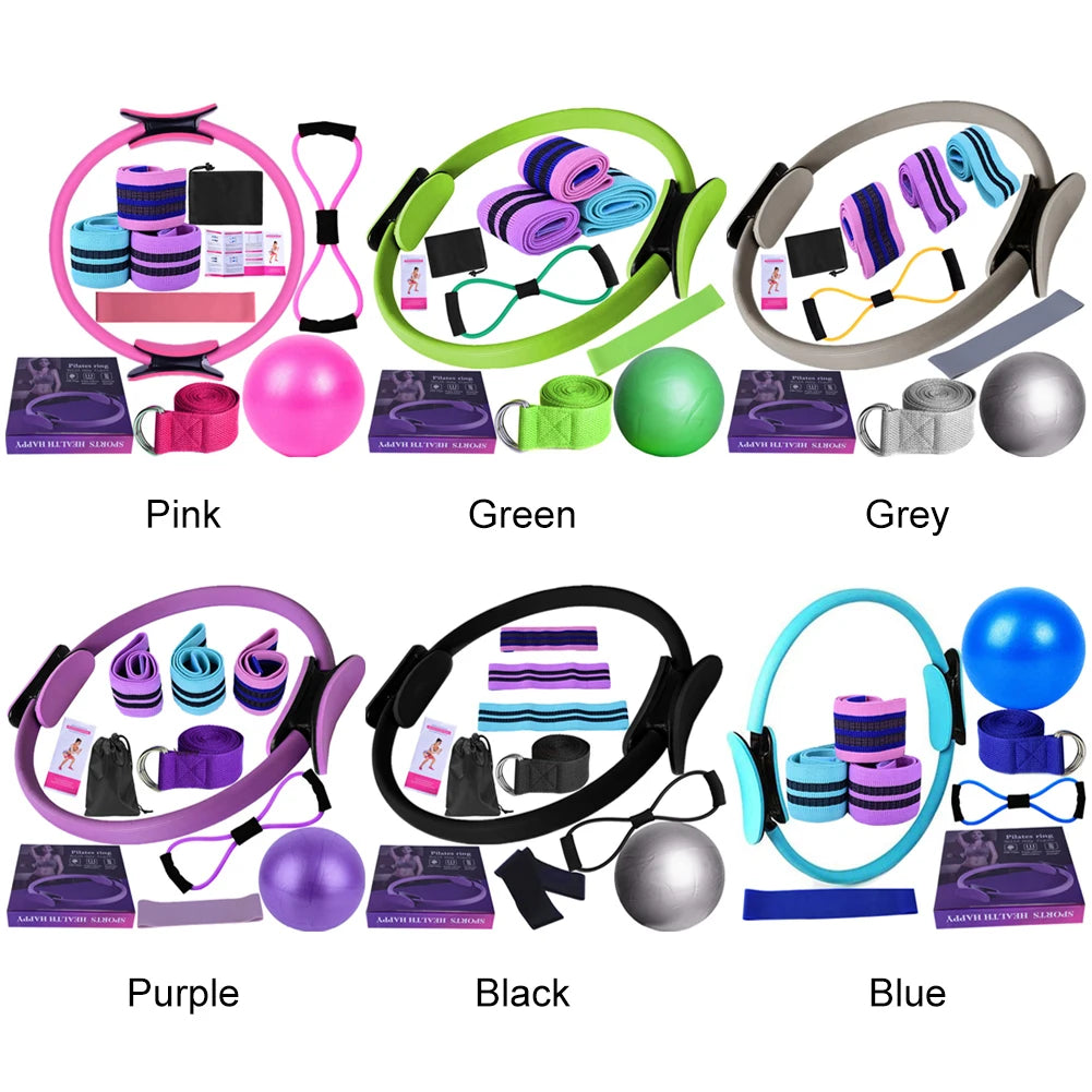 11Pcs Yoga Set Pilates Ring Set Ergonomic Home Workout Equipment Multifunctional Workout Accessories for Gym Men Women