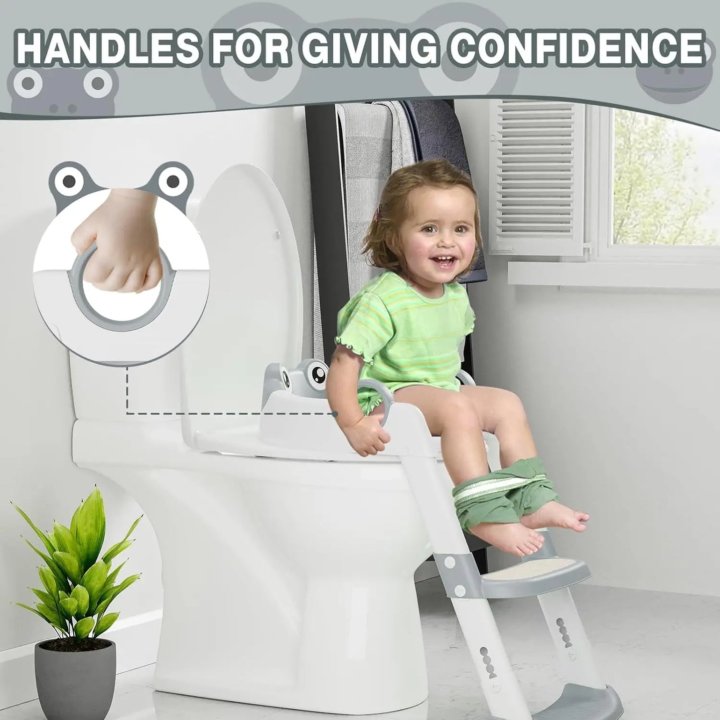 Potty Training Seat with Adjustable Height Step Stool Ladder Anti-Slip Pads for Safety Toddler Toilet Trainer for Girls Boys