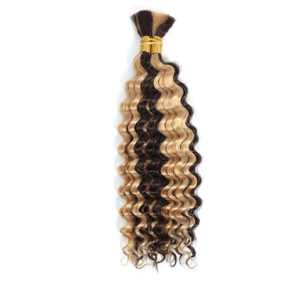 Bulk Braiding Hair Human hair Deep Wave Colored Unprocessed No Weft Boho Braids Human Hair Bulk Extensions Brazilian Remy Hair