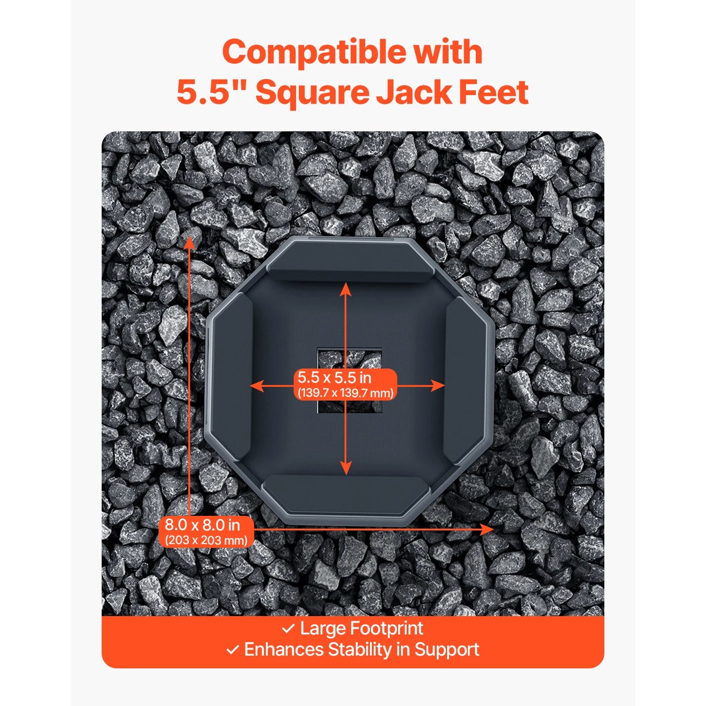 VEVOR RV Leveling Pads, 4-Pack Rubber Trailer Jack Pads, Standard Jack Stabilizer Pad, Fit for 5th Wheels Class A/C Motorhomes