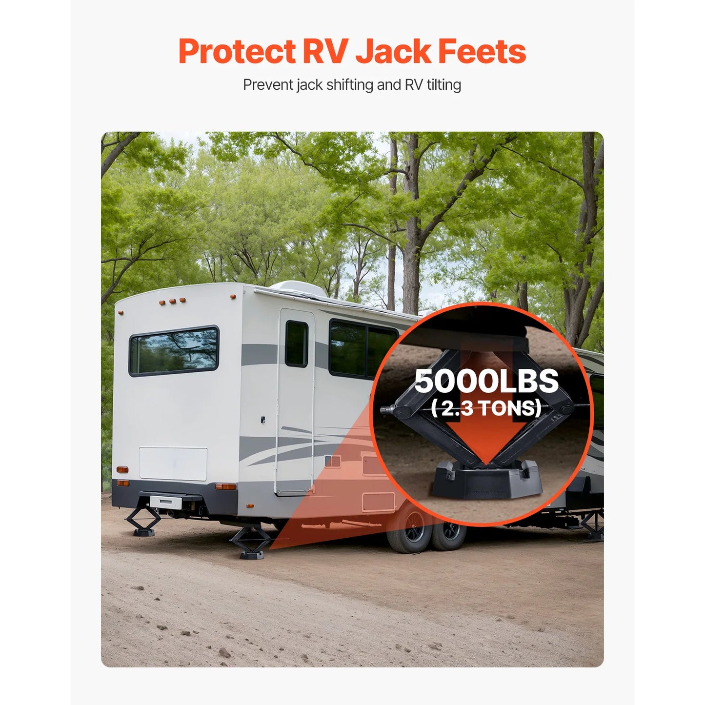 VEVOR RV Leveling Pads, 4-Pack Rubber Trailer Jack Pads, Standard Jack Stabilizer Pad, Fit for 5th Wheels Class A/C Motorhomes