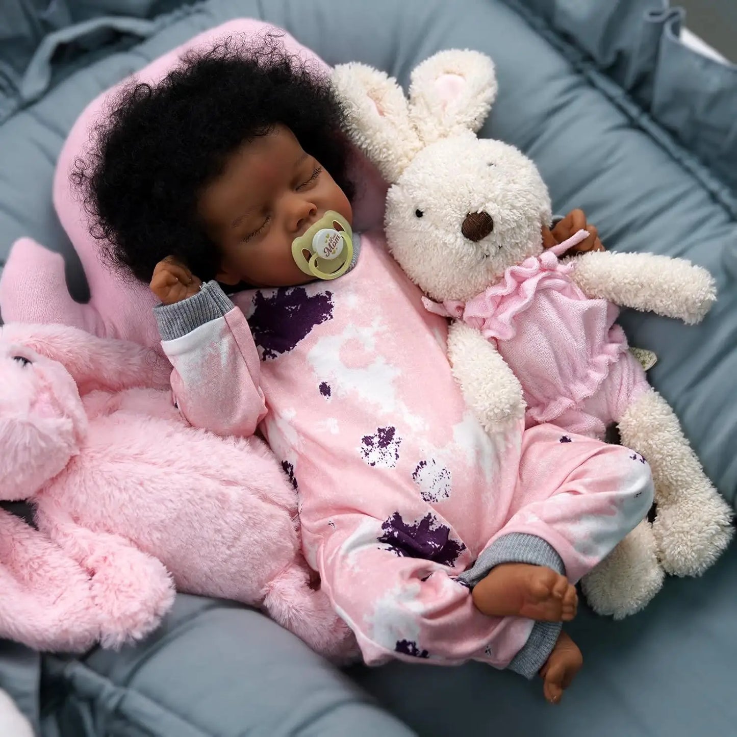 Lifelike Reborn Baby Dolls Black -17Inch Baby-Soft Body & Curls Realistic-Newborn Baby Dolls African American Real Life