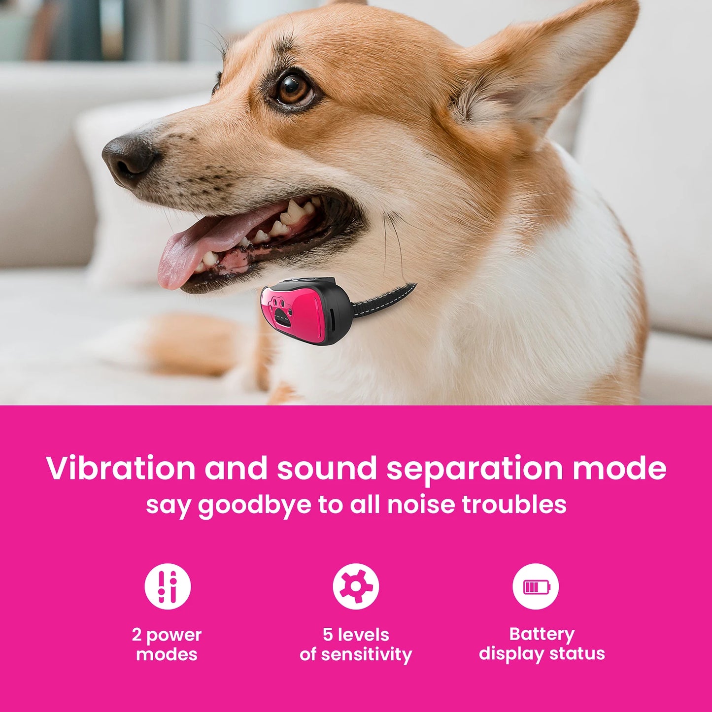 MASBRILL Bark Collar Rechargeable Anti Barking Training Collar Adjustable Sensitivity Intensity Beep Vibration for all Dogs
