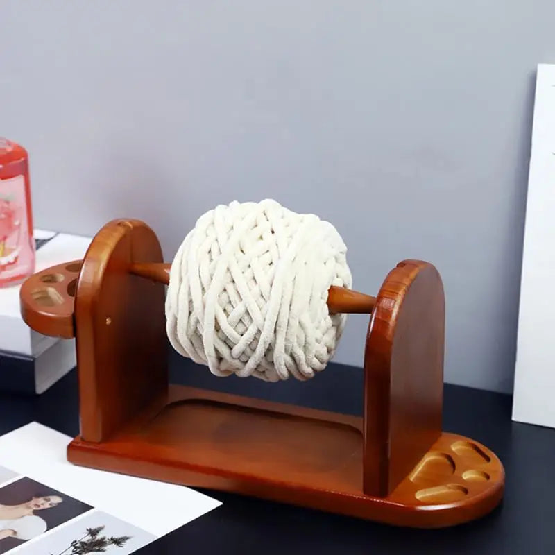 Wooden Yarn Holder for Knitting Crochet Yarn Rack Stand with Slot Stable Yarn Ball Dispenser Horizontal Yarn Spinner for Crochet